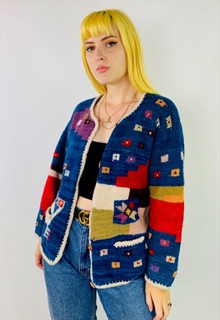 asos marketplace patterned cardigan chunky knit knitwear