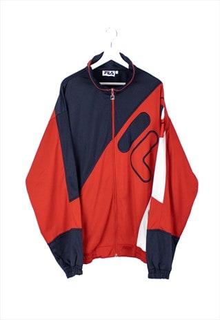 VINTAGE FILA TRACK JACKET IN RED L