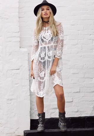 WHITE LIES EMBROIDERED DRESS