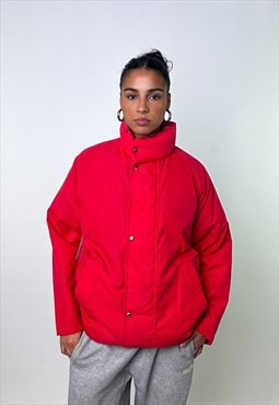 Red 80s Moncler Grenoble Puffer Jacket Coat