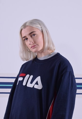 NAVY AND RED FILA EMBROIDERED SWEATSHIRT