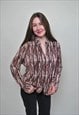 90'S MULTICOLOR SHIRT VINTAGE BUTTON UP BLOUSE ASIAN STYLE 