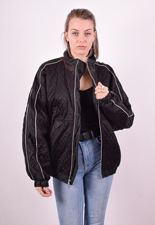 NIKE WOMENS VINTAGE JACKET LARGE BLACK 90'S