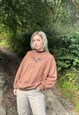 VINTAGE 80S SIZE L FLORAL EMBROIDERED SWEATSHIRT IN BROWN