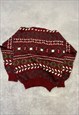 VINTAGE KNITTED JUMPER ABSTRACT PATTERNED KNIT SWEATER