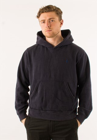 VINTAGE 90S NAVY POLO RALPH LAUREN HOODIE PULLOVER XL