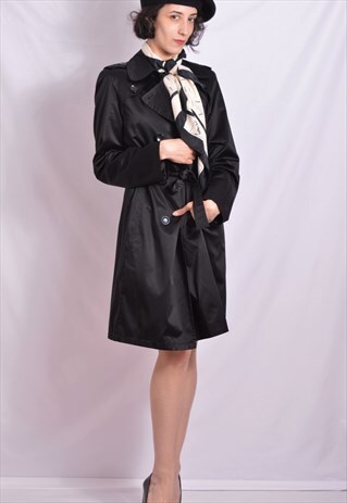 BLACK SATIN VINTAGE TRENCH COAT