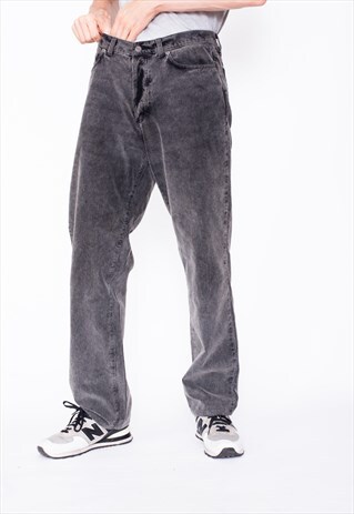 VINTAGE 90S FERRE CORDUROY GREY TROUSERS ID:7659