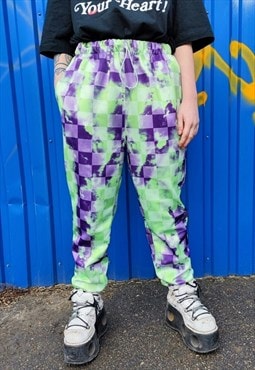 Check print joggers handmade raver pants chess overalls