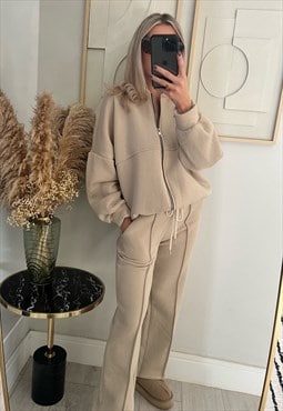 Azelle Collection Beige Bomber Jacket and Trouser Co-ord