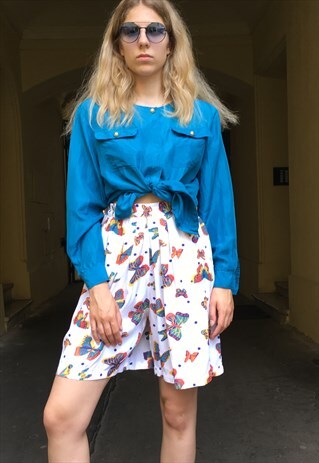 VINTAGE 90' BEAUTIFUL COOL BUTTERFLIES PATTERNED SHORTS