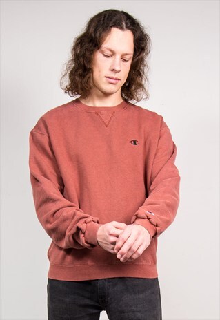 VINTAGE 90'S BRICK RED CHAMPION SWEATER JUMPER SWEATSHIRT