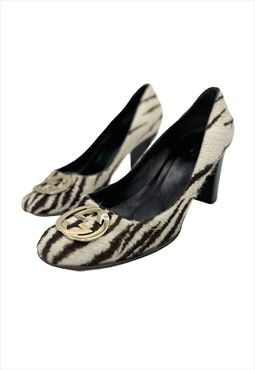 Gucci Heels Court Pumps GG Logo Zebra Print Monogram EU 39