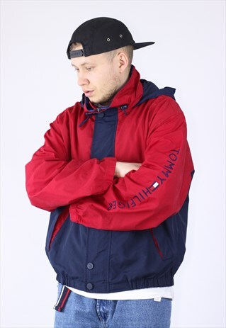 VINTAGE MENS TOMMY BIG SLEEVE LOGO WINDBREAKER JACKET
