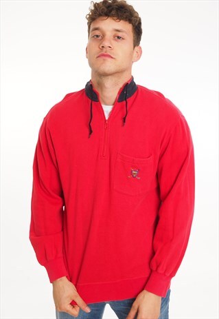 VINTAGE RALPH LAUREN 1/4 ZIP SWEATSHIRT RED