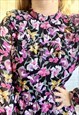VINTAGE PURPLE SHEER FLORAL PRAIRIE 90'S MINI DRESS