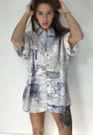 PATTERNED OVERSIZED RETRO VINTAGE UNISEX FESTIVAL SHIRT