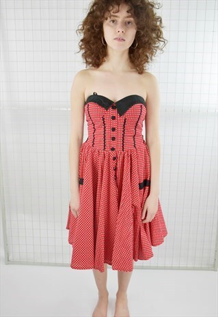 PRE-LOVED HELL BUNNY POLKA DOT ROCKABILLY 50S STYLE DRESS
