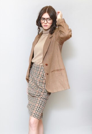 VINTAGE 1970'S ALBERTA HERITAGE CHECKED BLAZER JACKET