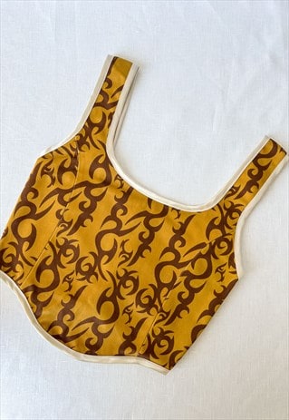 BROWN TATTOO PRINT CORSET