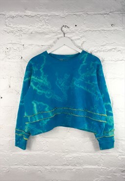 Reworked Vintage aqua sweater in blue and yellow