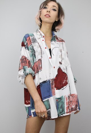 VINTAGE 80S/90S OVERSIZED PATTERNED SHIRT