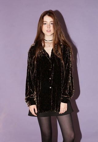 90S LEOPARD PRINT VELVET SHIRT