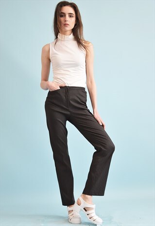 90'S RETRO CLASSIC CUT REGULAR WAIST STRIPED TROUSERS