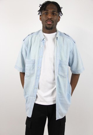VINTAGE MOSCHINO PALE DENIM 90S SHIRT