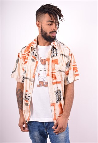 MENS VINTAGE CRAZY PRINT SHIRT XL MULTI 90'S