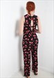 VINTAGE Y2K FLORAL CROSSBODY STRAP TROUSERS PLAYSUIT BLACK