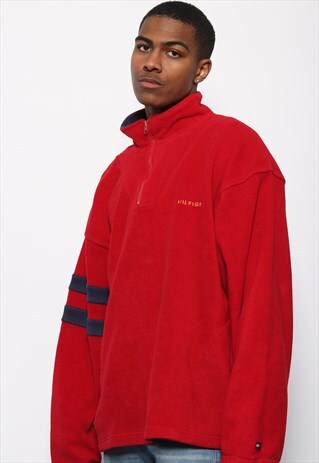 VINTAGE TOMMY HILFIGER 1/4 ZIP FLEECE RED