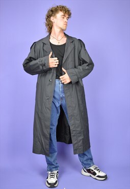  Vintage dark grey classic 80's trench coat