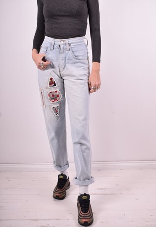 WOMENS VINTAGE JEANS W24 L30 BLUE 90'S