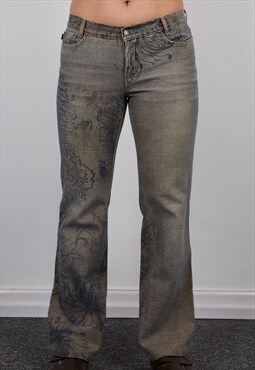 Vintage Just Cavalli Printed denim Jeans in Multicolour