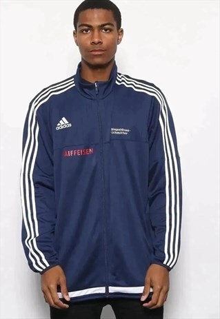 VINTAGE ADIDAS LOGO TRACK JACKET NAVY BLUE