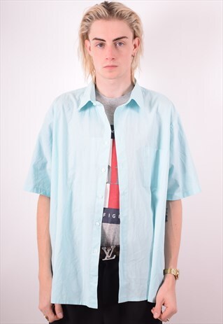 YVES SAINT LAURENT MENS VINTAGE SHIRT XXL BLUE 90S