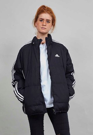 VINTAGE 90'S OVERSIZED BLACK ADIDAS DOWN PUFFER JACKET