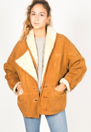 VINTAGE 80S WINTER SHEEPSKIN COAT / R068
