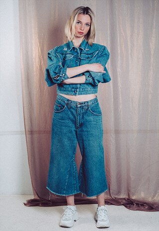DENIM CUT OFF 3/4 JEANS