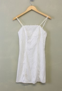 Vintage Y2K Summer Slip Dress White With Lace Details 