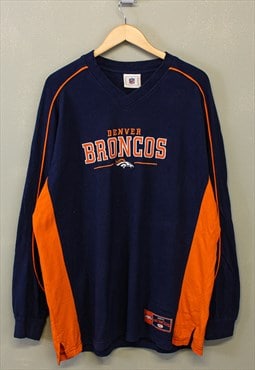 Vintage NFL Denver Broncos Sweatshirt Navy Orange With Logo
