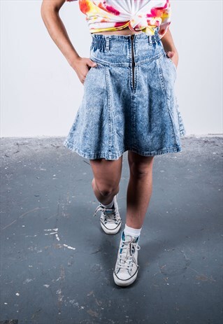 VINTAGE 1990S BLUE DENIM MINI SKIRT