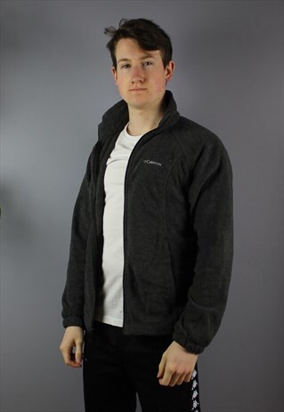 VINTAGE COLUMBIA ZIP FLEECE GREY EMBROIDERED LOGO