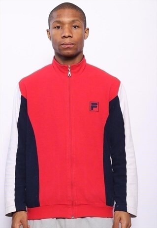 VINTAGE FILA LOGO FULL ZIP FLEECE RED
