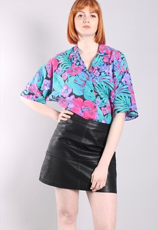 VINTAGE 80S HAWAIIAN PATTERNED OVERSIZE FESTIVAL SHIRT