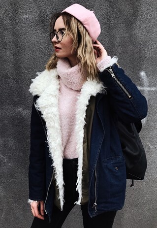 FAUX FUR LINED DENIM JACKET
