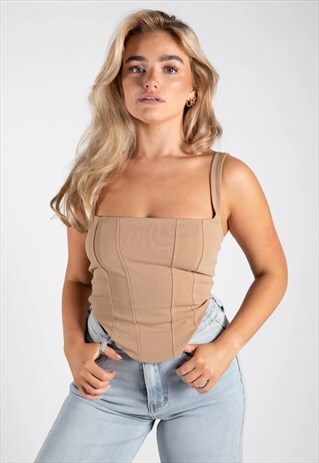 JUSTYOUROUTFIT BEIGE STRUCTURED VEST TOP