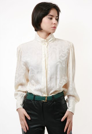 IVORY INCREDIBLE LONG SLEEVE BUTTONS UP SHIRT BLOUSE 2125
