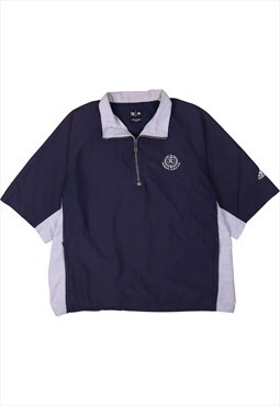 Vintage 90's Adidas T Shirt Short Sleeves Quater Zip Navy